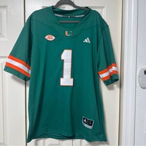 adidas Miami Hurricanes Green Orange White #1 Football Jersey